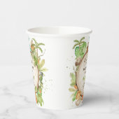 Cute Dinosaurs Boy Baby shower Greenery Leafy Papieren Bekers (Links)