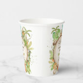 Cute Dinosaurs Boy Baby shower Greenery Leafy Papieren Bekers (Rechts)
