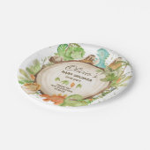 Cute Dinosaurs Boy Baby shower Greenery Leafy Papieren Bordje (Gekanteld)
