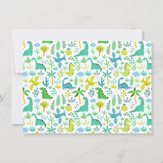 Cute Dinosaurs Boys Birthday Party Kaart (Achterkant)