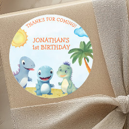 Cute Dinosaurs, Boy's birthday Ronde Sticker