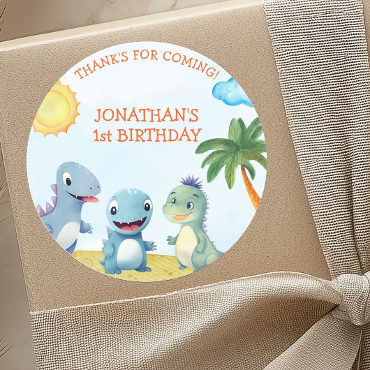 Cute Dinosaurs, Boy's birthday Ronde Sticker