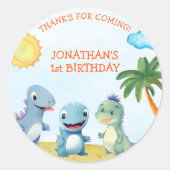 Cute Dinosaurs, Boy's birthday Ronde Sticker (Voorkant)