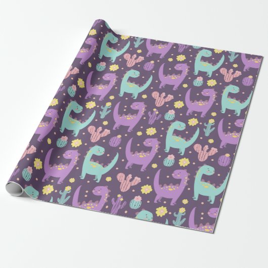 Cute Dinosaurs Cadeaupapier (Uitgerold)