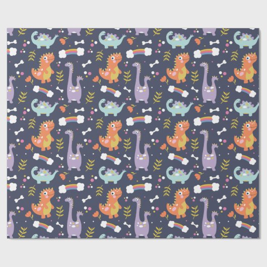 Cute Dinosaurs Cadeaupapier (Vlak)