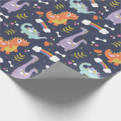 Cute Dinosaurs Cadeaupapier (Hoek)
