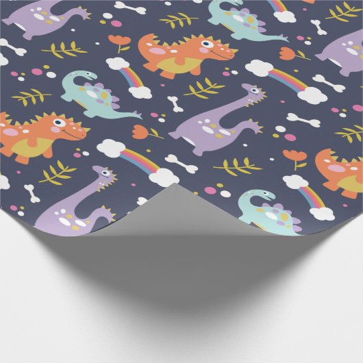 Cute Dinosaurs Cadeaupapier (Hoek)