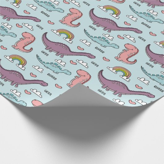 Cute Dinosaurs Cadeaupapier (Hoek)