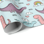 Cute Dinosaurs Cadeaupapier (Rol Hoek)
