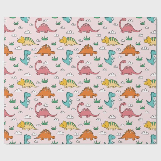 Cute Dinosaurs Cadeaupapier (Vlak)