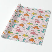 Cute Dinosaurs Cadeaupapier (Uitgerold)