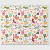 Cute Dinosaurs Cadeaupapier (Vlak)