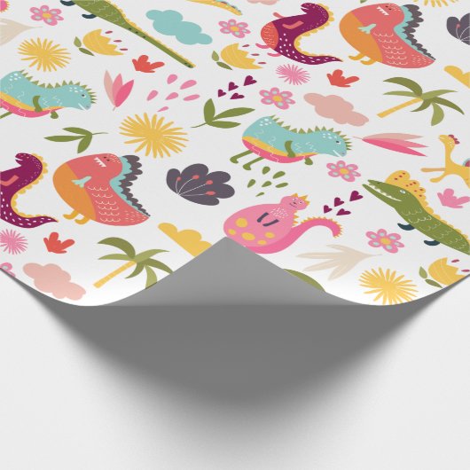 Cute Dinosaurs Cadeaupapier (Hoek)