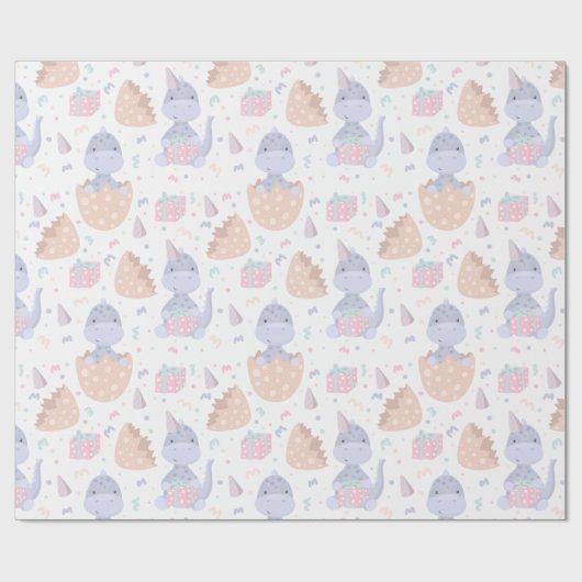 Cute Dinosaurs Cadeaupapier (Vlak)