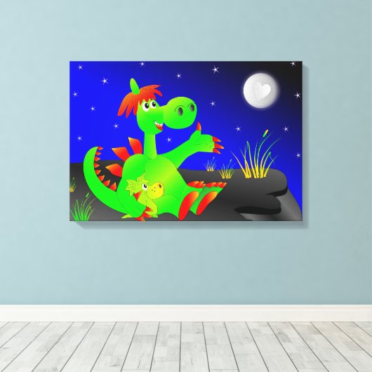 Cute Dinosaurs Canvas Afdruk (Insitu (Houten vloer))