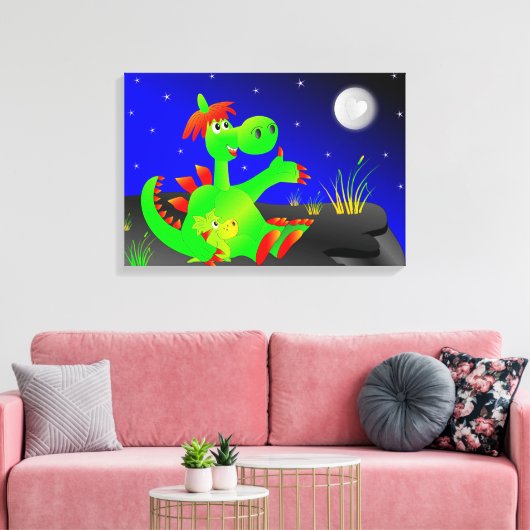Cute Dinosaurs Canvas Afdruk (Insitu (Woonkamer))