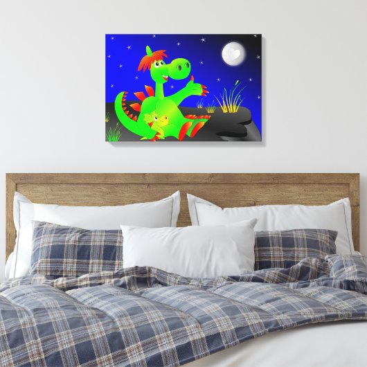 Cute Dinosaurs Canvas Afdruk (Insitu (Slaapkamer))