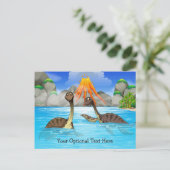 Cute Dinosaurs custom text postcard Briefkaart (Staand voorkant)