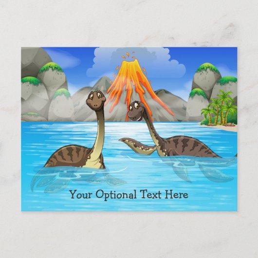 Cute Dinosaurs custom text postcard Briefkaart (Voorkant)