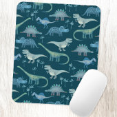 Cute Dinosaurs Dark Green Pattern Muismat