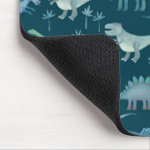 Cute Dinosaurs Dark Green Pattern Muismat (Hoek)