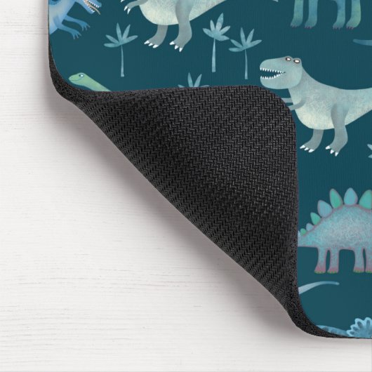 Cute Dinosaurs Dark Green Pattern Muismat (Hoek)