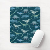 Cute Dinosaurs Dark Green Pattern Muismat (Met muis)