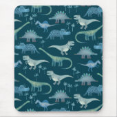 Cute Dinosaurs Dark Green Pattern Muismat (Voorkant)