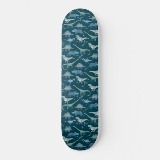 Cute Dinosaurs Dark Pattern Persoonlijk Skateboard (Voorkant)