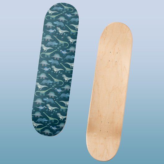 Cute Dinosaurs Dark Pattern Persoonlijk Skateboard