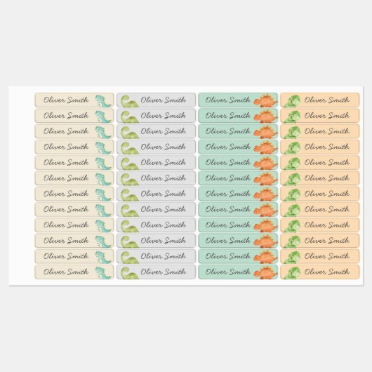 Cute Dinosaurs Day Care School Name Clothing Labels (Vel)