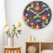 Cute Dinosaurs Dino Boys Room Decor Pattern Ronde Klok