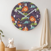 Cute Dinosaurs Dino Boys Room Decor Pattern Ronde Klok
