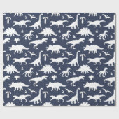 Cute Dinosaurs Dinos Pattern in Blue and White Cadeaupapier (Vlak)