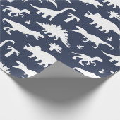 Cute Dinosaurs Dinos Pattern in Blue and White Cadeaupapier (Hoek)