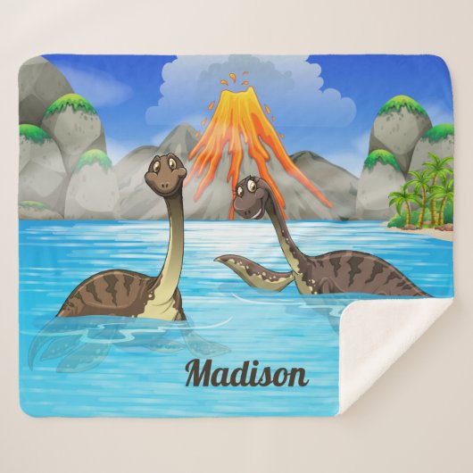 Cute Dinosaurs douanenaam blanket Sherpa Deken (Voorkant (horizontaal))