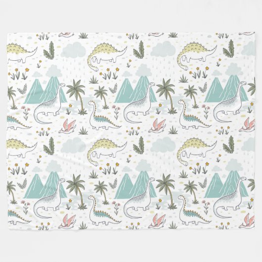 Cute Dinosaurs Fleece Blanket Deken (Voorkant (Horizontaal))