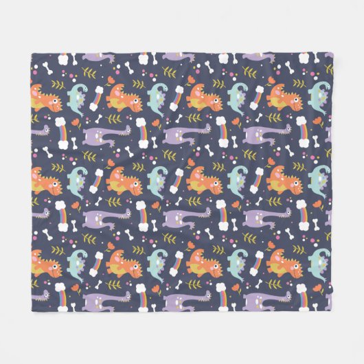 Cute Dinosaurs Fleece Deken (Voorkant (Horizontaal))