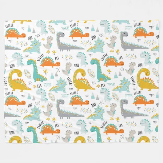 Cute Dinosaurs Fleece Deken (Voorkant (Horizontaal))