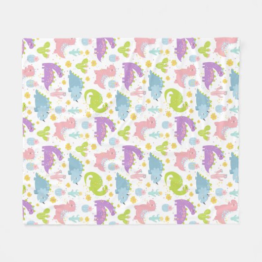 Cute Dinosaurs Fleece Deken (Voorkant (Horizontaal))