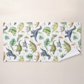 Cute Dinosaurs Green Waterverf Kinder Pattern Badhanddoek (Badhanddoek)