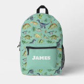 Cute Dinosaurs Green Waterverf Kinder Pattern Bedrukte Rugzak (Voorkant)