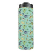 Cute Dinosaurs Green Waterverf Kinder Pattern Thermosbeker (Voorkant)