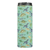 Cute Dinosaurs Green Waterverf Kinder Pattern Thermosbeker (Achterkant)