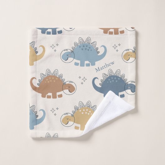 Cute Dinosaurs in Space Pattern Kinder Bathroom Ba Bad Handdoek (Wasdoekje)