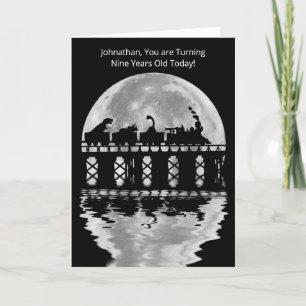 Cute Dinosaurs in Train Fantasy 9 jaar Kaart