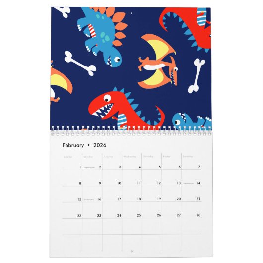 Cute dinosaurs kalender (Feb 2026)