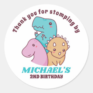 Cute Dinosaurs Kids Birthday Party Baby shower Ronde Sticker