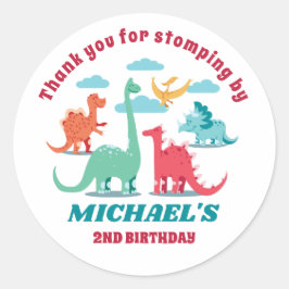 Cute Dinosaurs Kids Birthday Party Baby shower Ronde Sticker