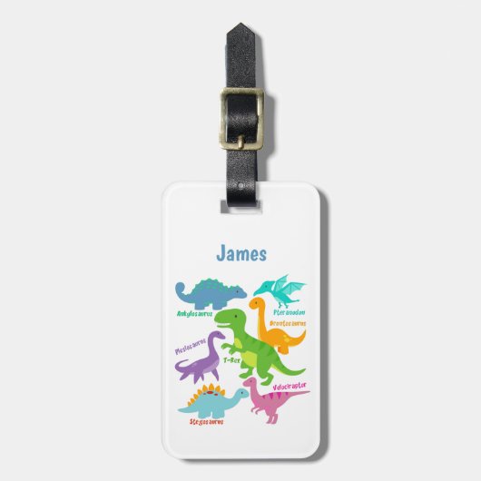 Cute Dinosaurs Kinder Gepersonaliseerd Bagagelabel (Voorkant verticaal)